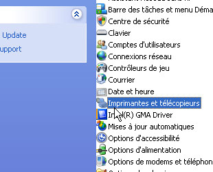 Menu "Imprimantes et télécopieurs"