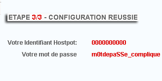Affichage de l'identifiant et mot de passe