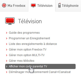 Afficher code TV