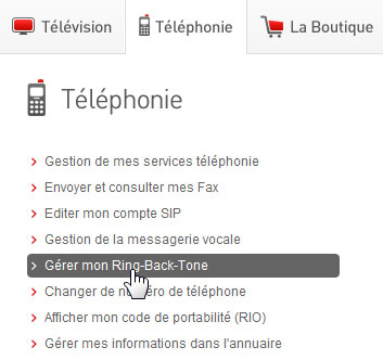 Gestion de mon Ring Back Tone